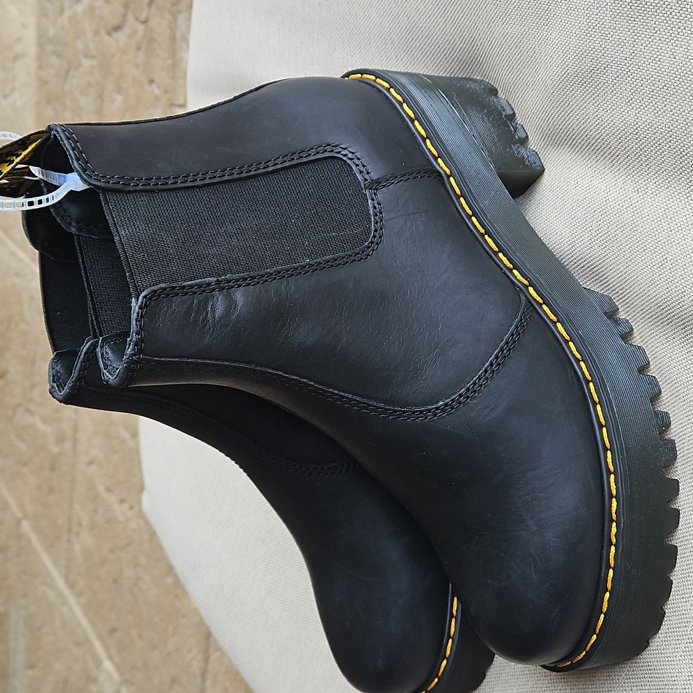 Dr. Martens Black Chelsea Boots with Yellow Accents - Picture 7 of 10